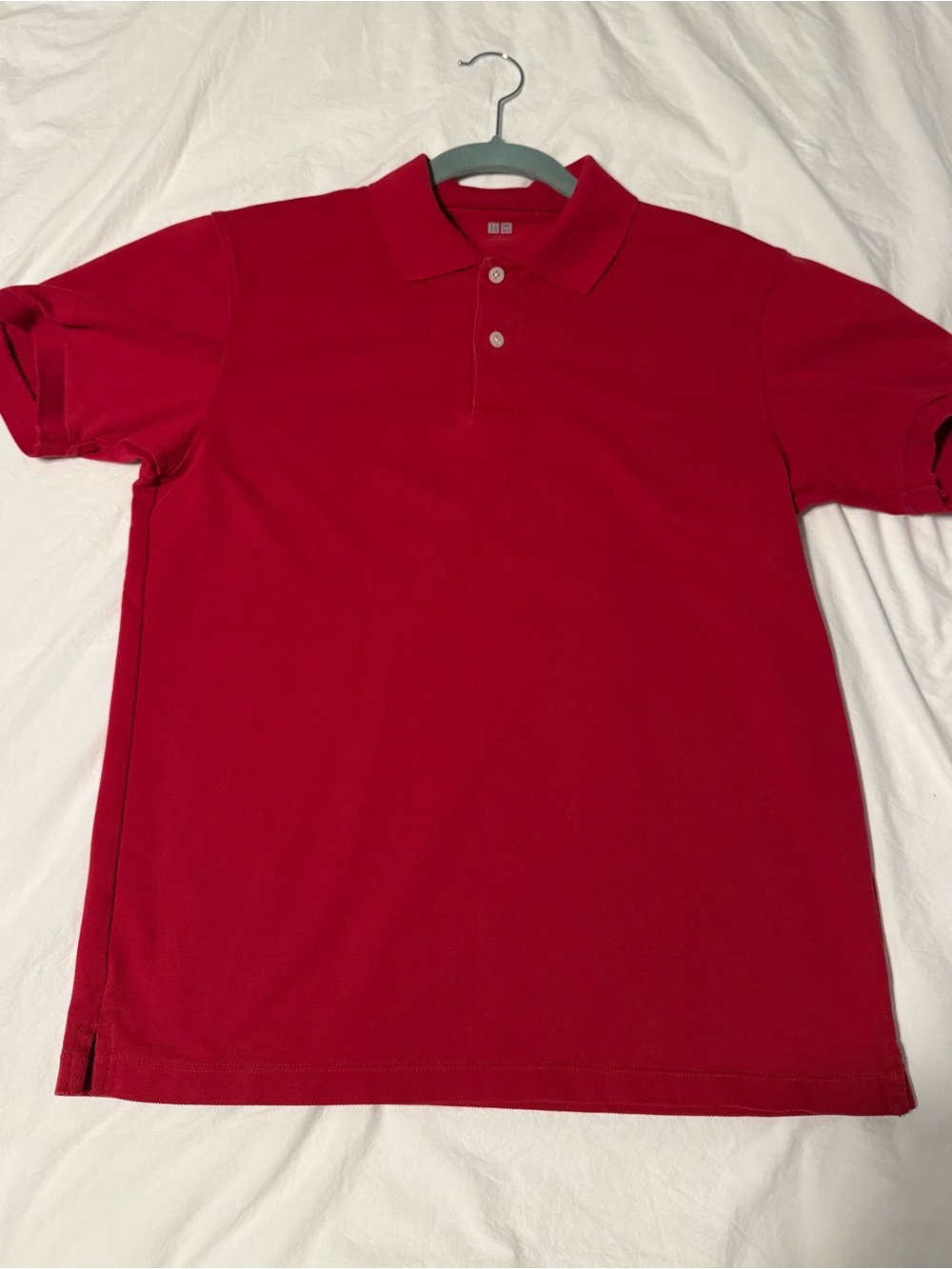 Uniqlo Men's Bright Red Polo - Short Sleeve Collared Shirt